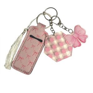 Coquette Pink Gingham Print Hexagon Acrylic Keychain Set